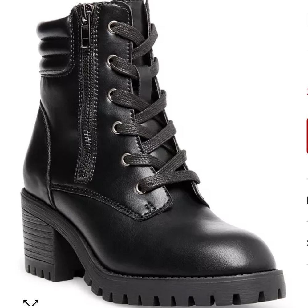 Madden Girl Hushh Combat Hiker Boots Black sz 8. NEW No Box